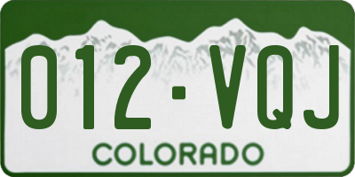 CO license plate 012VQJ