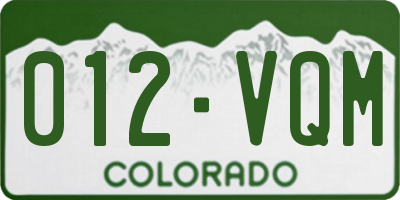 CO license plate 012VQM