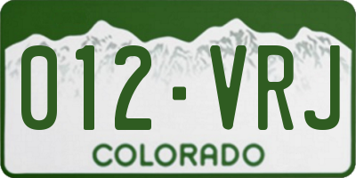 CO license plate 012VRJ