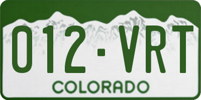 CO license plate 012VRT