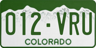 CO license plate 012VRU
