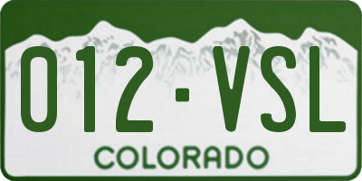 CO license plate 012VSL