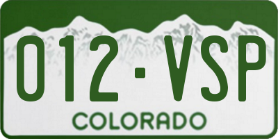 CO license plate 012VSP