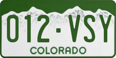 CO license plate 012VSY