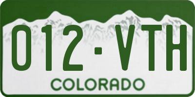 CO license plate 012VTH