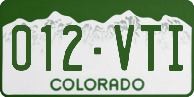 CO license plate 012VTI