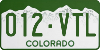 CO license plate 012VTL