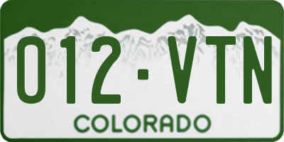 CO license plate 012VTN