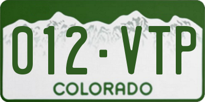 CO license plate 012VTP