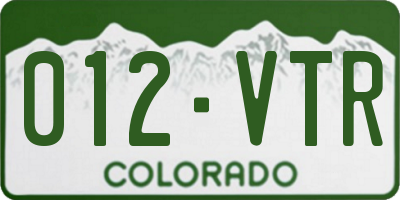 CO license plate 012VTR