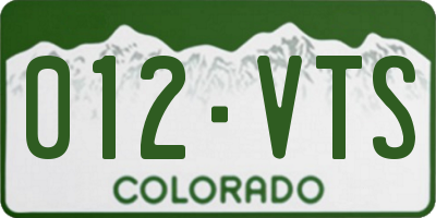 CO license plate 012VTS