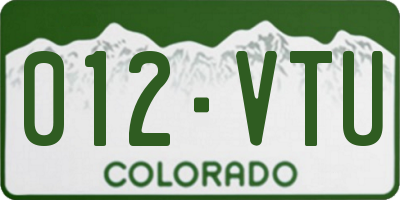 CO license plate 012VTU