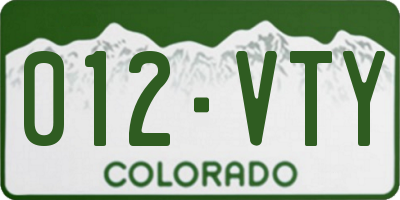 CO license plate 012VTY