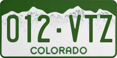 CO license plate 012VTZ