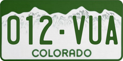 CO license plate 012VUA