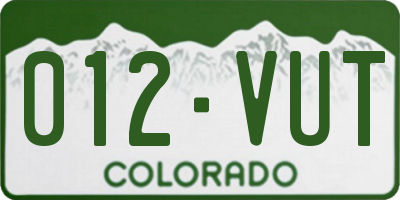 CO license plate 012VUT