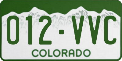 CO license plate 012VVC