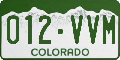 CO license plate 012VVM