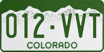 CO license plate 012VVT