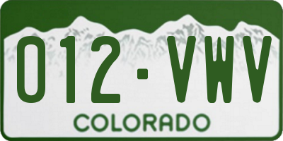 CO license plate 012VWV
