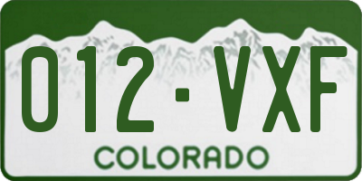 CO license plate 012VXF