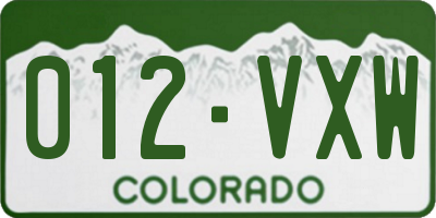 CO license plate 012VXW