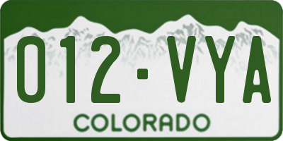 CO license plate 012VYA