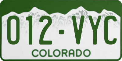 CO license plate 012VYC