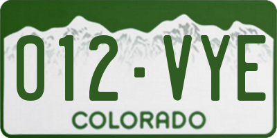 CO license plate 012VYE
