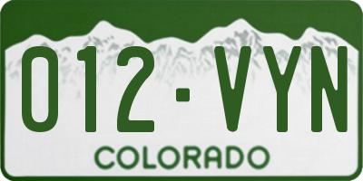 CO license plate 012VYN