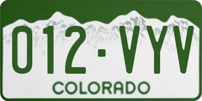 CO license plate 012VYV