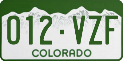 CO license plate 012VZF