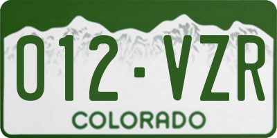 CO license plate 012VZR