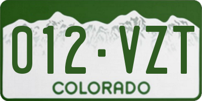 CO license plate 012VZT