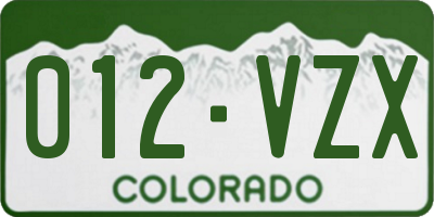 CO license plate 012VZX