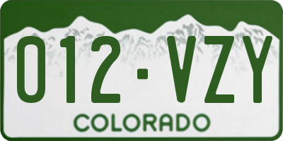 CO license plate 012VZY