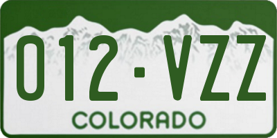 CO license plate 012VZZ