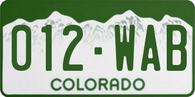 CO license plate 012WAB
