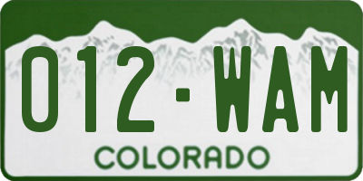 CO license plate 012WAM