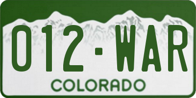 CO license plate 012WAR