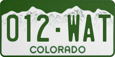 CO license plate 012WAT