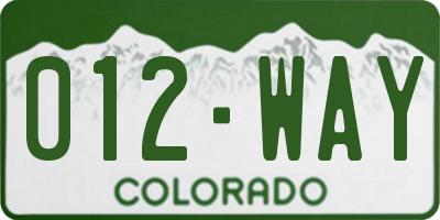 CO license plate 012WAY