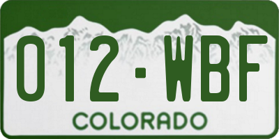 CO license plate 012WBF