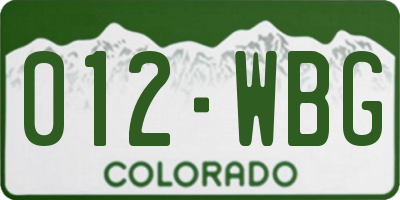 CO license plate 012WBG