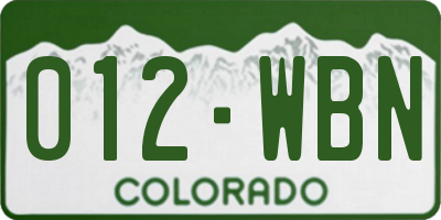 CO license plate 012WBN