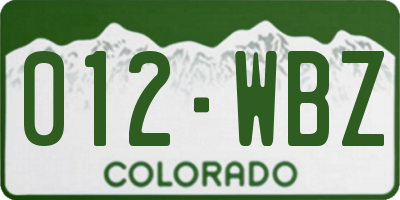 CO license plate 012WBZ