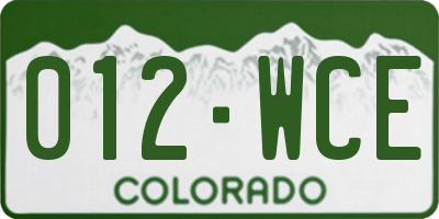CO license plate 012WCE