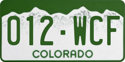 CO license plate 012WCF
