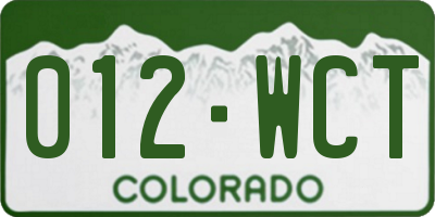 CO license plate 012WCT