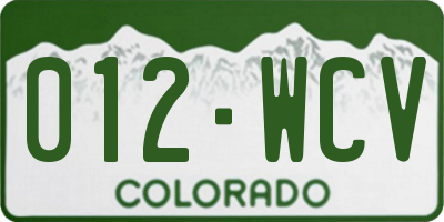 CO license plate 012WCV